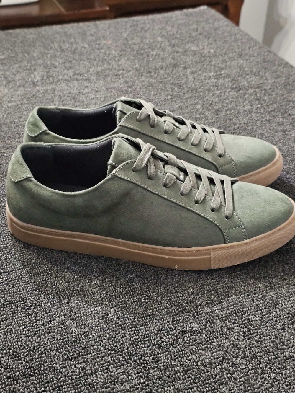 Alfani Grayson Suede Olive Green Casual Lace-Up Gum Soles Sneakers Men's 10.5M